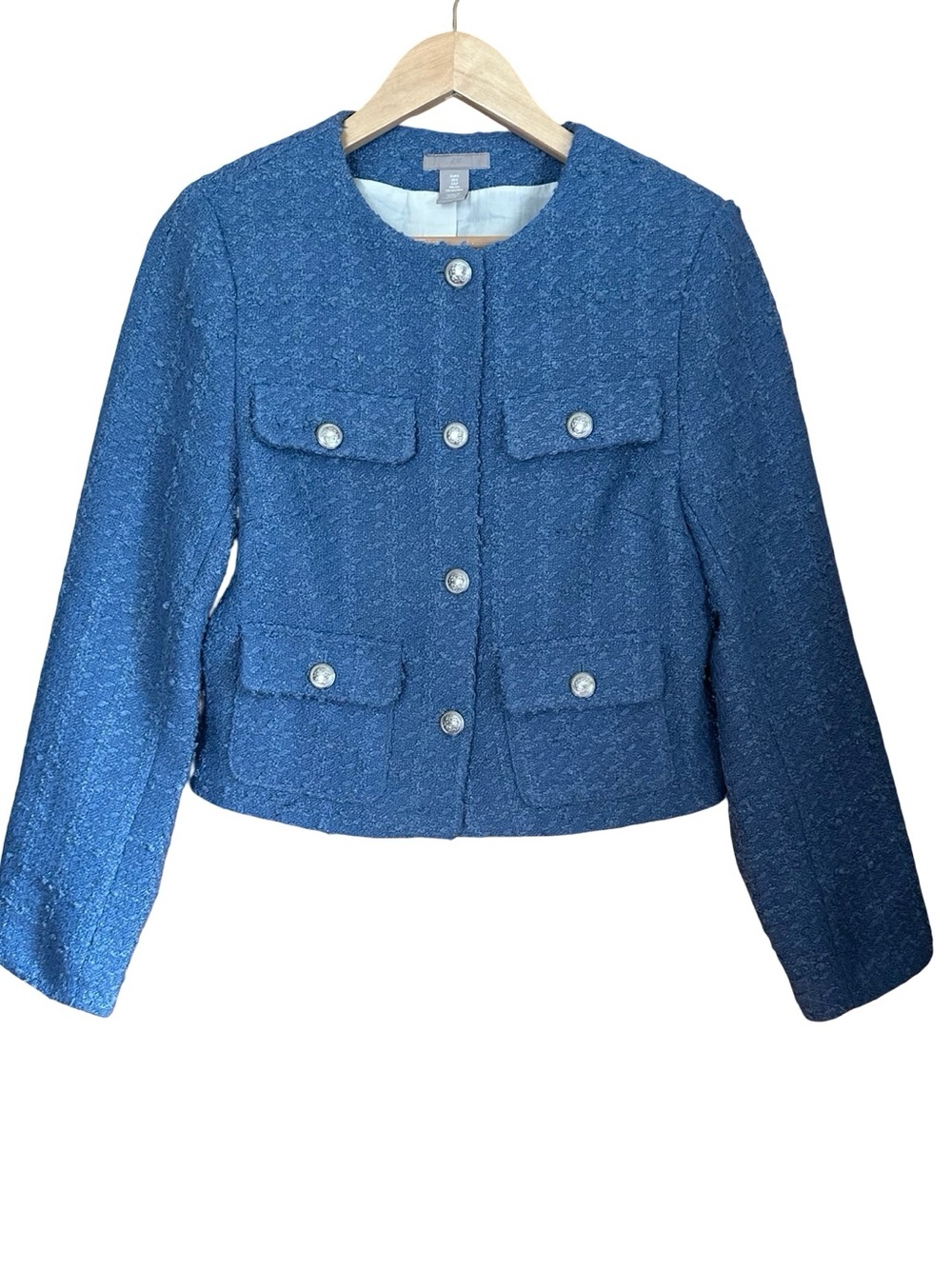 H&M Tweed Lady Jacket Blazer Blue Sz S